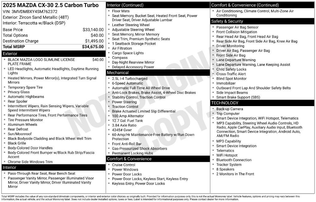 2025 Mazda Mazda CX-30 2.5 Carbon Turbo