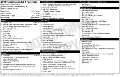 2020 Toyota Sienna XLE 8 Passenger
