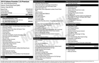 2015 Subaru Forester 2.5i Premium Premium