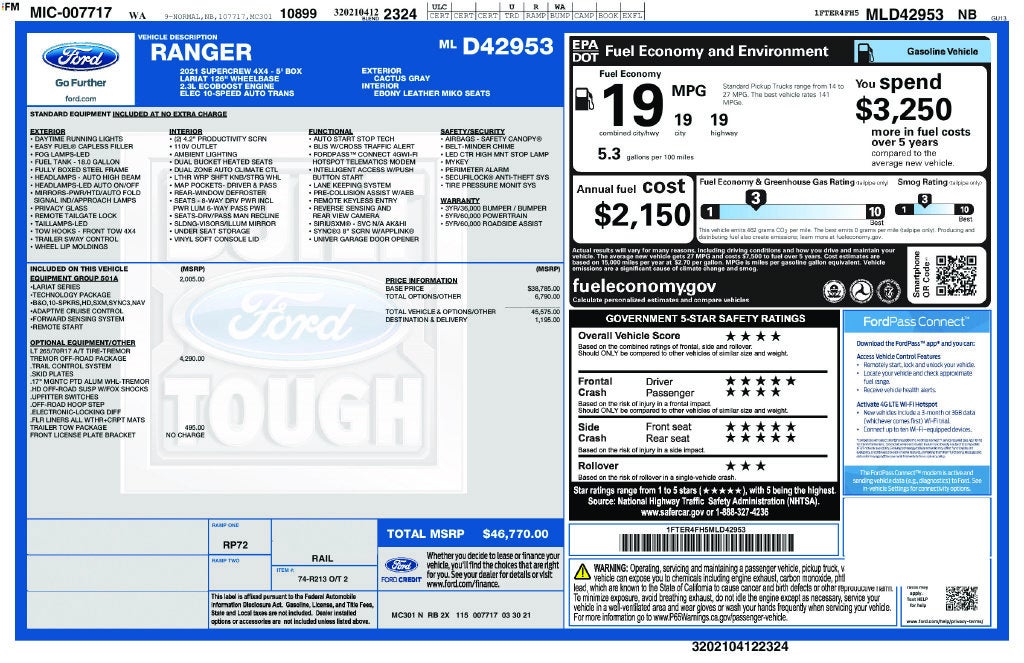 2021 Ford Ranger Lariat